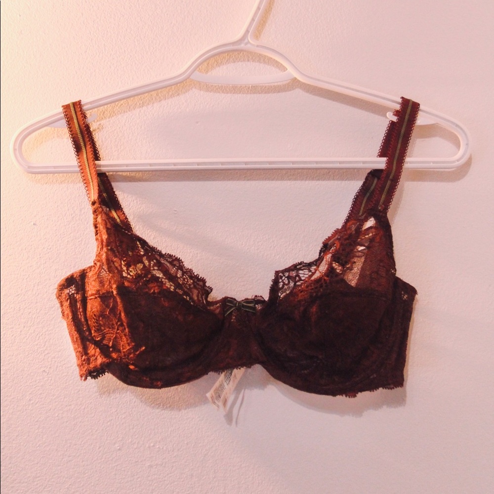 Lacy Bra with Green Detailing